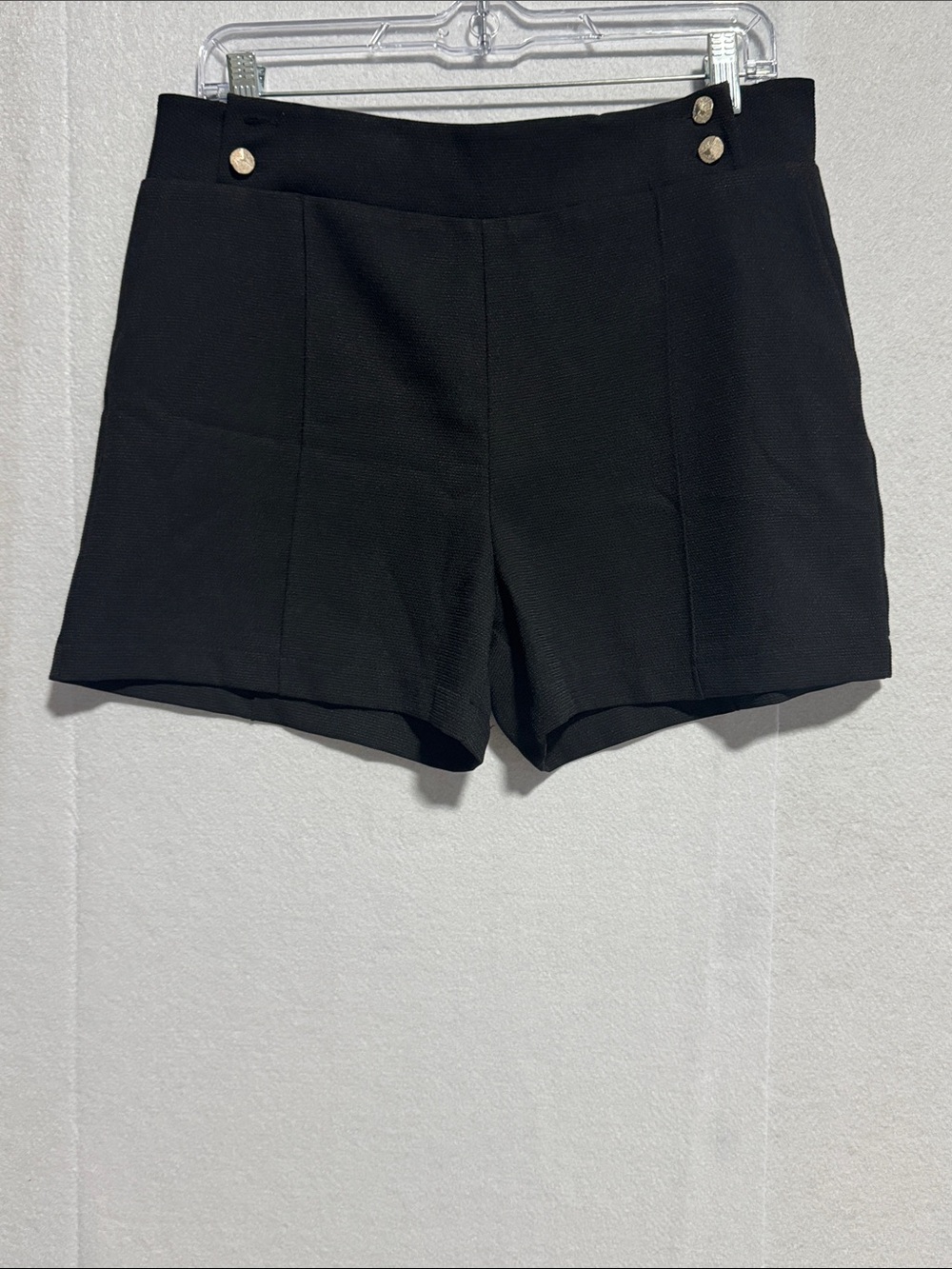 Sophie Rue Black High-Waist Tailored Shorts with Gold Buttons
